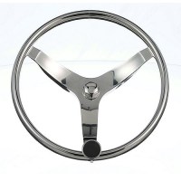 Seachoice Stainless Steel Sports Steering Wheel With Turning Knob - 28481 - 50-28481F1