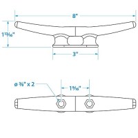 Seachoice 30610 Open Based Galvanized Dock Cleat, 8