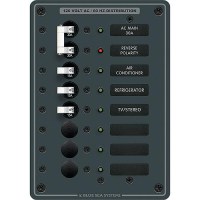 Blue Sea Systems 8027 Traditional Metal Circuit Breaker Panel - Ac Main + 6 Positions - 8027-Bss - 661-8027F1