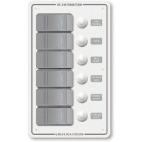 Blue Sea Systems 8273 Contura Water Resistant 12V Dc Circuit Breaker Panel - 6 Positions, White - 8273-Bss - 661-8273F1
