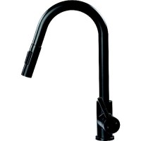 Flow-Max 2021090600 Pull Down Single Hole Faucet, Bullet Style, Black - 2021090600 - 804-2021090600F1