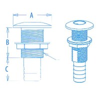 Marine Hardware Stainless Clad Thru-Hull Fitting, 1-1/2