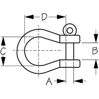 Seadog 147206 Stainless Steel Bow Shackle, 1/4