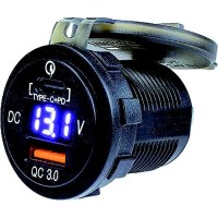 Seadog 4265111 Usb 3.0 & Usb-C Power Socket With Voltmeter, A:1-7/16