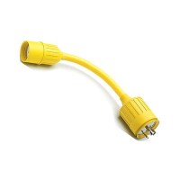 Hubbell Hbl105 Yellow Watertight 15A/20A 125V Straight Blade Female To 30A 125V Locking Plug Male Adapter - Hbl105 - 36-Hbl105F1