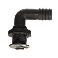 Seachoice 90-Degree Thru-Hull Connector, Fits 1-1/8 In. Id Hose, 1-3/8 In. Max Hull - 50-18561 - 50-18561F1