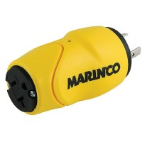 Marinco S20-15 (Old 80A) Straight Adapter Dock Side Male 20A/125V Locking To Boat Side Female 15 Or 20A 125V Straight Blade - S20-15 - 69-S2015F1